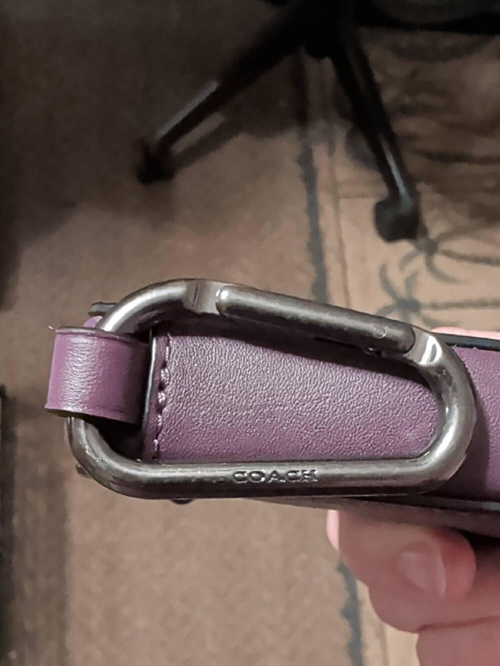 Coach Purple Triangle Leather Key Holder - Picture 10 of 16